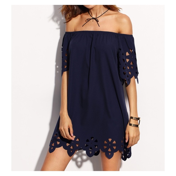 MBM Unlimited Dresses & Skirts - Blue Off the Shoulder Cut Out Dress